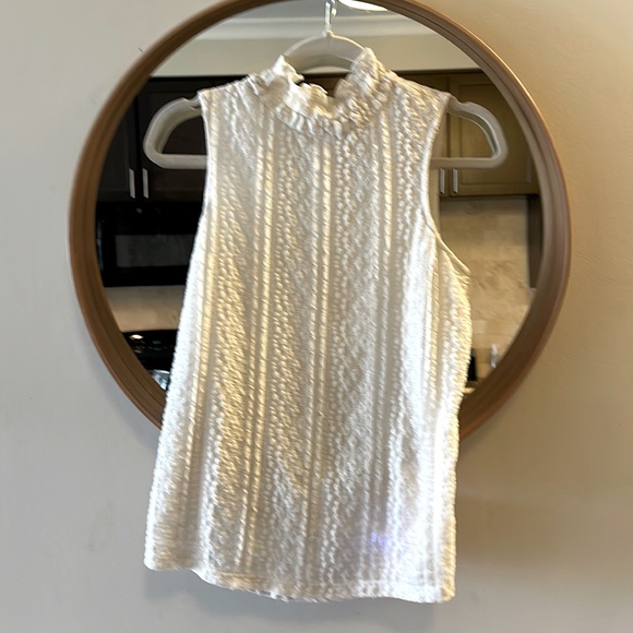 Anthropologie Tops - Cream color, ruffled neck, sleeveless top from anthropology, size medium